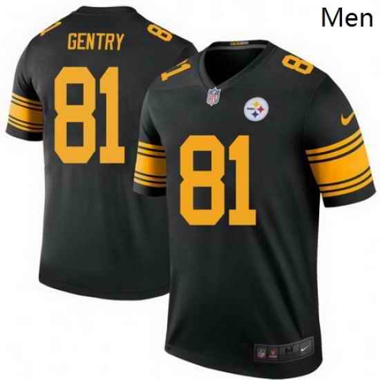 Men Nike 81 Zach Gentry Pittsburgh Steelers Legend Black Color Rush Jersey